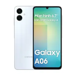 Samsung Galaxy A06 thiết kế hiện đại, màn hình sắc nét, camera chất lượng tốt, pin bền bỉ và hiệu năng ổn định cho nhu cầu học tập, làm việc và giải trí. Ứng dụng hàng ngày mượt mà, hỗ trợ trả góp 0% lãi suất, giao hàng nhanh, bảo hành chính hãng, giá ưu đãi hấp dẫn.