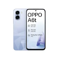 Mua OPPO A6T 6GB 256GB trả góp 0% tại Long An, Hồ Chí Minh, Bình Dương, Đồng Nai, Tây Ninh. Thủ tục đơn giản chỉ cần CCCD, duyệt nhanh, nhận máy ngay, hỗ trợ giao tận nơi, bảo hành chính hãng.