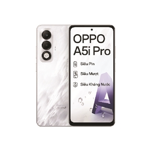 OPPO A5i Pro 8GB 128GB thiết kế trẻ trung, RAM lớn 8GB cho đa nhiệm mượt, bộ nhớ 128GB lưu trữ thoải mái, camera chụp ảnh sắc nét và pin bền bỉ. Phù hợp học sinh, sinh viên, người dùng đa nhiệm. Hỗ trợ trả góp 0%, giao hàng nhanh, bảo hành chính hãng, giá ưu đãi hấp dẫn.