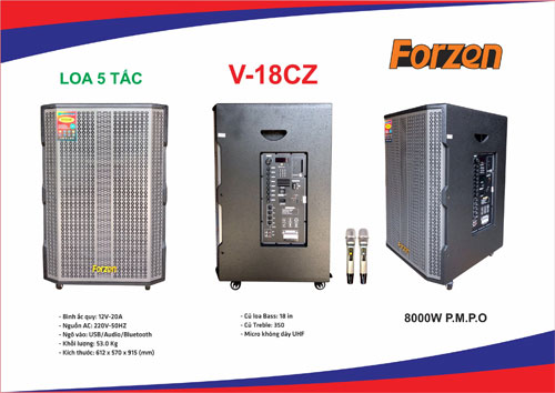 Loa kéo FORZEN V18CZ, loa karaoke 2 đường tiếng, bass 5 tấc