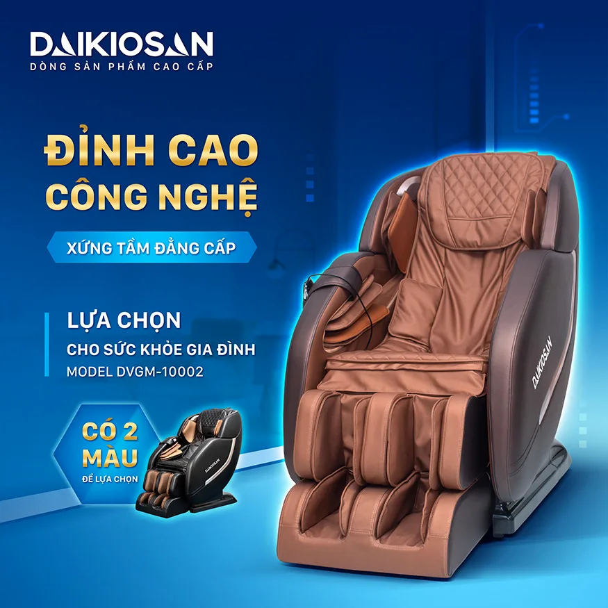 Ghế massage to&agrave;n th&acirc;n Daikiosan DVGM-10002 mang lại trải nghiệm chăm s&oacute;c sức khỏe tuyệt vời nhờ sự kết hợp ho&agrave;n hảo giữa c&ocirc;ng nghệ tr&iacute; tuệ nh&acirc;n tạo (AI), massage 3D v&agrave; trị liệu Đ&ocirc;ng Y. Đặc biệt, ghế massage n&agrave;y được thiết kế đặc biệt để chăm s&oacute;c người lớn tuổi, gi&uacute;p giảm stress v&agrave; đau nhức, mang đến niềm vui v&agrave; sự thoải m&aacute;i cho cả gia đ&igrave;nh.