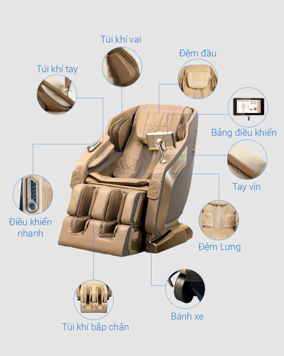 Ghế massage Daikiosan DKGM-30002 l&agrave; sự kết hợp th&ocirc;ng minh giữa trị liệu truyền thống Đ&ocirc;ng Y v&agrave; c&ocirc;ng nghệ massage 4D t&acirc;n tiến. Sản phẩm n&agrave;y mang đến một trải nghiệm massage ho&agrave;n hảo v&agrave; tạo ra kh&ocirc;ng gian thư gi&atilde;n ri&ecirc;ng tư tại nh&agrave; cho người d&ugrave;ng.