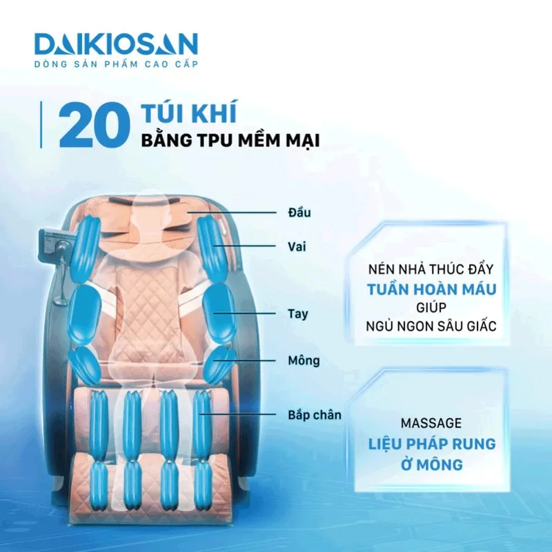 Ghế massage Daikiosan DKGM-00001 l&agrave; một sản phẩm ghế massage rất độc đ&aacute;o, với thiết kế mang t&iacute;nh thẩm mỹ cao v&agrave; hệ thống massage 2D hiện đại. Kết hợp với t&uacute;i kh&iacute; v&agrave; c&ocirc;ng nghệ sợi carbon nhiệt, ghế massage n&agrave;y mang đến cho kh&aacute;ch h&agrave;ng những trải nghiệm massage v&ocirc; c&ugrave;ng tuyệt vời.
