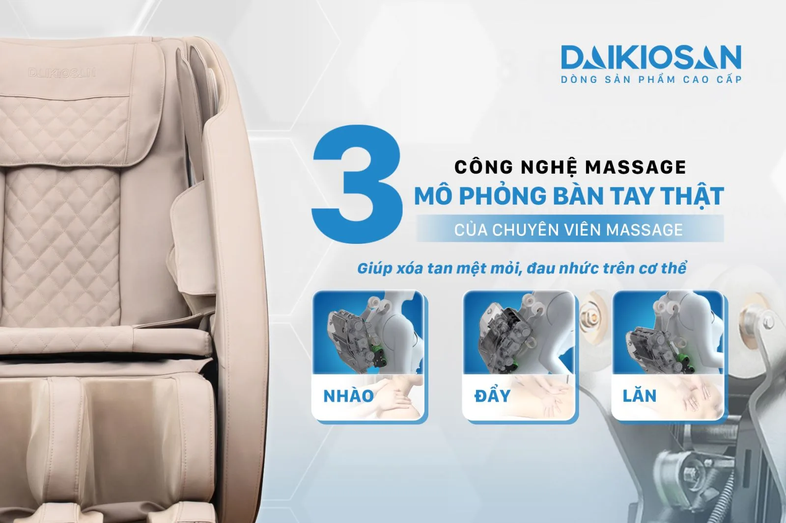 Ghế massage Daikiosan DVGM-0001D l&agrave; một sản phẩm đ&aacute;ng ch&uacute; &yacute;, với c&ocirc;ng nghệ massage cao cấp được t&iacute;ch hợp, nhưng lại c&oacute; mức gi&aacute; v&ocirc; c&ugrave;ng hợp l&yacute;. Sản phẩm n&agrave;y sử dụng c&ocirc;ng nghệ th&ocirc;ng minh AI ti&ecirc;n tiến, kết hợp với phương ph&aacute;p trị liệu Đ&ocirc;ng Y v&agrave; c&ocirc;ng nghệ massage 2D, mang đến cho bạn những lợi &iacute;ch tuyệt vời.