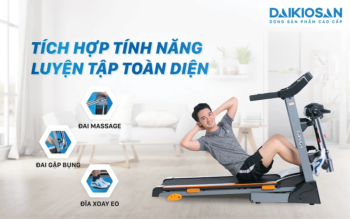 Nếu bạn đang t&igrave;m kiếm một dụng cụ đặc biệt để đốt ch&aacute;y giai đoạn chạy bộ, th&igrave; kh&ocirc;ng c&oacute; g&igrave; tốt hơn m&aacute;y chạy bộ đa năng Daikiosan DVCB-00006 - một lựa chọn h&agrave;ng đầu nhờ c&ocirc;ng suất mạnh mẽ v&agrave; t&iacute;nh năng n&acirc;ng dốc 3 mức... với thiết kế ấn tượng v&agrave; phong c&aacute;ch thể thao, n&oacute; sẽ mang lại động lực cho bạn tham gia tập luyện mỗi ng&agrave;y.