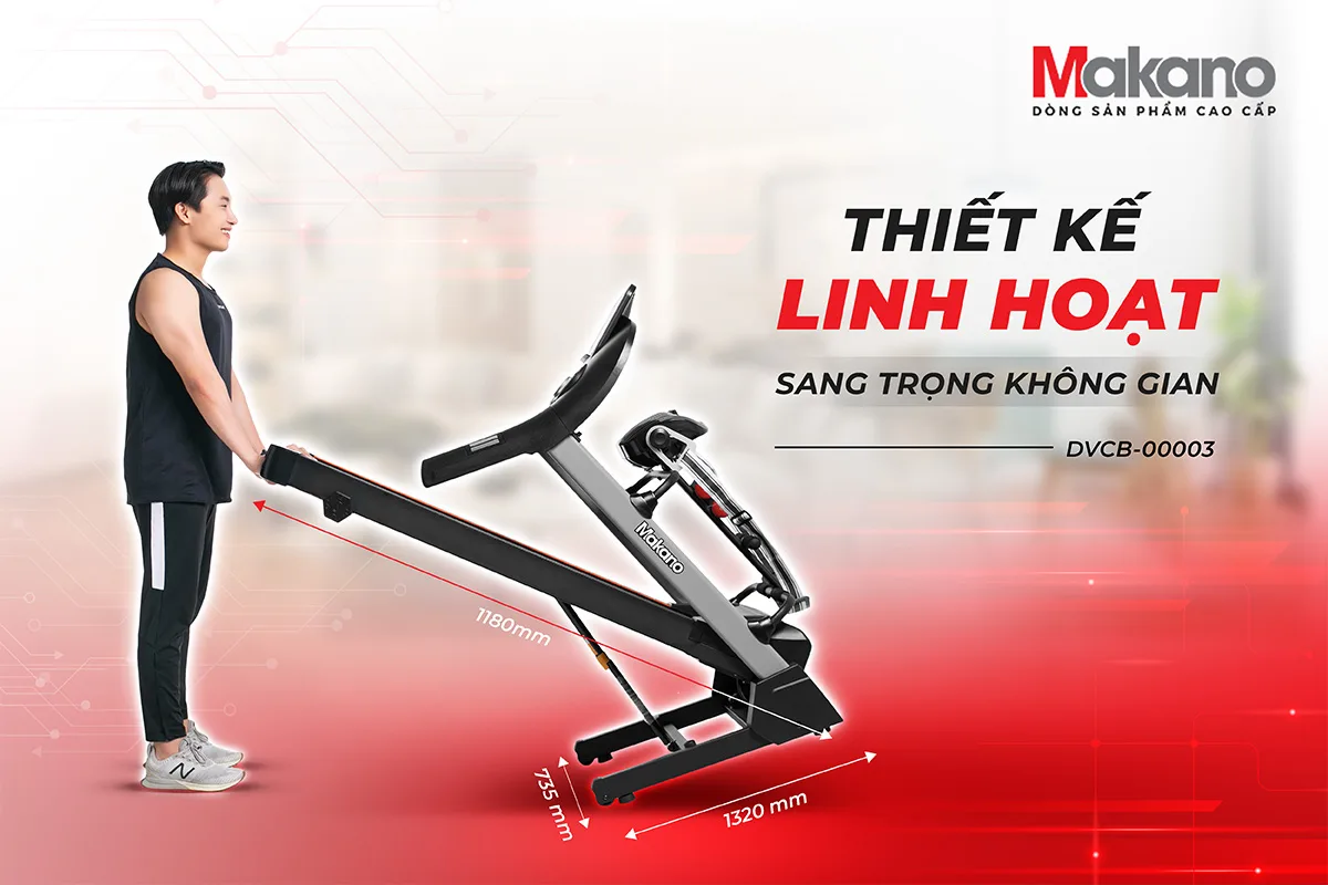 M&aacute;y chạy bộ Makano DVCB-00003 l&agrave; một sản phẩm vượt trội, với nhiều t&iacute;nh năng th&ocirc;ng minh v&agrave; hiện đại t&iacute;ch hợp. Đ&acirc;y l&agrave; b&iacute; quyết gi&uacute;p bạn cải thiện ngoại h&igrave;nh v&agrave; sức khỏe một c&aacute;ch to&agrave;n diện, mang đến cho bạn một v&oacute;c d&aacute;ng đẹp v&agrave; cơ thể khỏe mạnh, tr&agrave;n đầy năng lượng.