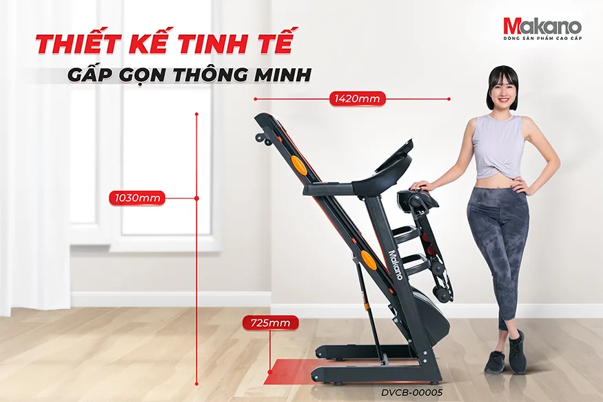 M&aacute;y chạy bộ đa năng Makano DVCB-00005 l&agrave; một giải ph&aacute;p tuyệt vời để bạn v&agrave; gia đ&igrave;nh c&oacute; thể tạo được th&acirc;n h&igrave;nh thon gọn v&agrave; chăm s&oacute;c sức khỏe ngay tại nh&agrave;, m&agrave; kh&ocirc;ng cần phải đi đ&acirc;u xa. Với thiết kế chắc chắn v&agrave; đầy đủ t&iacute;nh năng th&ocirc;ng minh, đ&acirc;y l&agrave; một sự lựa chọn ho&agrave;n hảo cho mọi gia đ&igrave;nh.