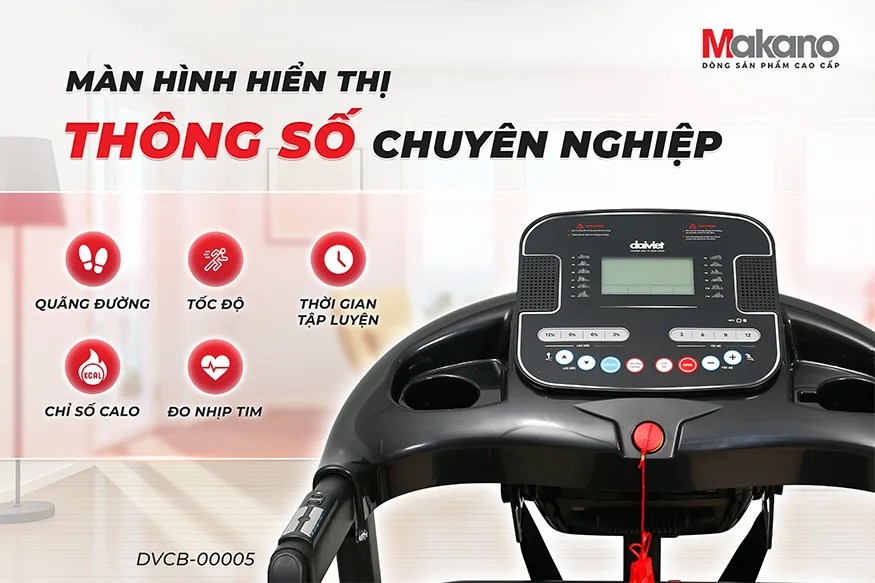 M&aacute;y chạy bộ đa năng Makano DVCB-00005 l&agrave; một giải ph&aacute;p tuyệt vời để bạn v&agrave; gia đ&igrave;nh c&oacute; thể tạo được th&acirc;n h&igrave;nh thon gọn v&agrave; chăm s&oacute;c sức khỏe ngay tại nh&agrave;, m&agrave; kh&ocirc;ng cần phải đi đ&acirc;u xa. Với thiết kế chắc chắn v&agrave; đầy đủ t&iacute;nh năng th&ocirc;ng minh, đ&acirc;y l&agrave; một sự lựa chọn ho&agrave;n hảo cho mọi gia đ&igrave;nh.