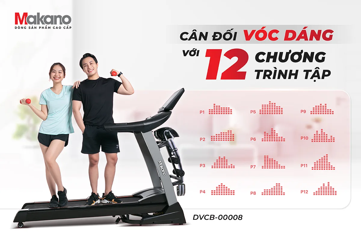 M&aacute;y chạy bộ đa năng Makano DVCB-00008 l&agrave; một sản phẩm c&ocirc;ng nghệ ti&ecirc;n tiến, gi&uacute;p bạn tập luyện tại nh&agrave; với hiệu quả tuyệt vời. Sản phẩm n&agrave;y mang đến cho bạn một sức khỏe dẻo dai v&agrave; gi&uacute;p bạn chăm s&oacute;c v&oacute;c d&aacute;ng một c&aacute;ch tự nhi&ecirc;n v&agrave; khỏe khoắn. Khi bạn tự tin về v&oacute;c d&aacute;ng của m&igrave;nh, bạn sẽ tỏa s&aacute;ng trong mọi hoạt động của cuộc sống.