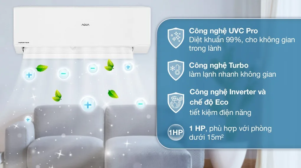 M&aacute;y lạnh Aqua 1.5 HP AQA-KCR12PA l&agrave; sự kết hợp ho&agrave;n hảo giữa cơ chế thổi gi&oacute; v&agrave; c&ocirc;ng nghệ l&agrave;m lạnh hiện đại. Với khả năng t&ugrave;y chỉnh điều khiển luồng gi&oacute; l&ecirc;n xuống, m&aacute;y lạnh n&agrave;y mang đến sự linh hoạt v&agrave; thoải m&aacute;i cho người d&ugrave;ng khi điều chỉnh hướng gi&oacute; ph&ugrave; hợp.