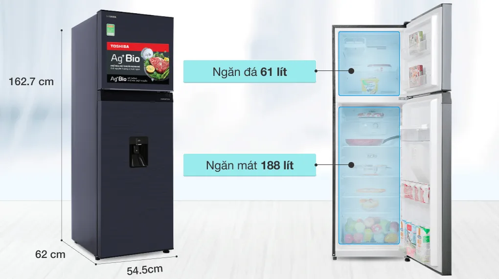Tủ lạnh Toshiba Inverter 249 l&iacute;t GR-RT325WE-PMV(06)-MG kh&ocirc;ng chỉ c&oacute; thiết kế hiện đại v&agrave; ngăn lấy nước thuận tiện, m&agrave; c&ograve;n t&iacute;ch hợp nhiều c&ocirc;ng nghệ ti&ecirc;n tiến v&agrave; dung t&iacute;ch sử dụng lớn. Đ&acirc;y sẽ l&agrave; sự lựa chọn ho&agrave;n hảo cho gia đ&igrave;nh c&oacute; 2-3 th&agrave;nh vi&ecirc;n, đảm bảo tiện nghi v&agrave; hiệu quả trong việc bảo quản thực phẩm.